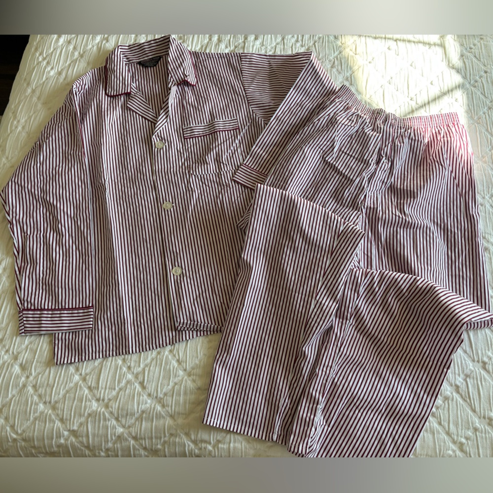 Botany 500 Pajama Set Small Long‎ Sleeve White And Red Stripe New Without Tags